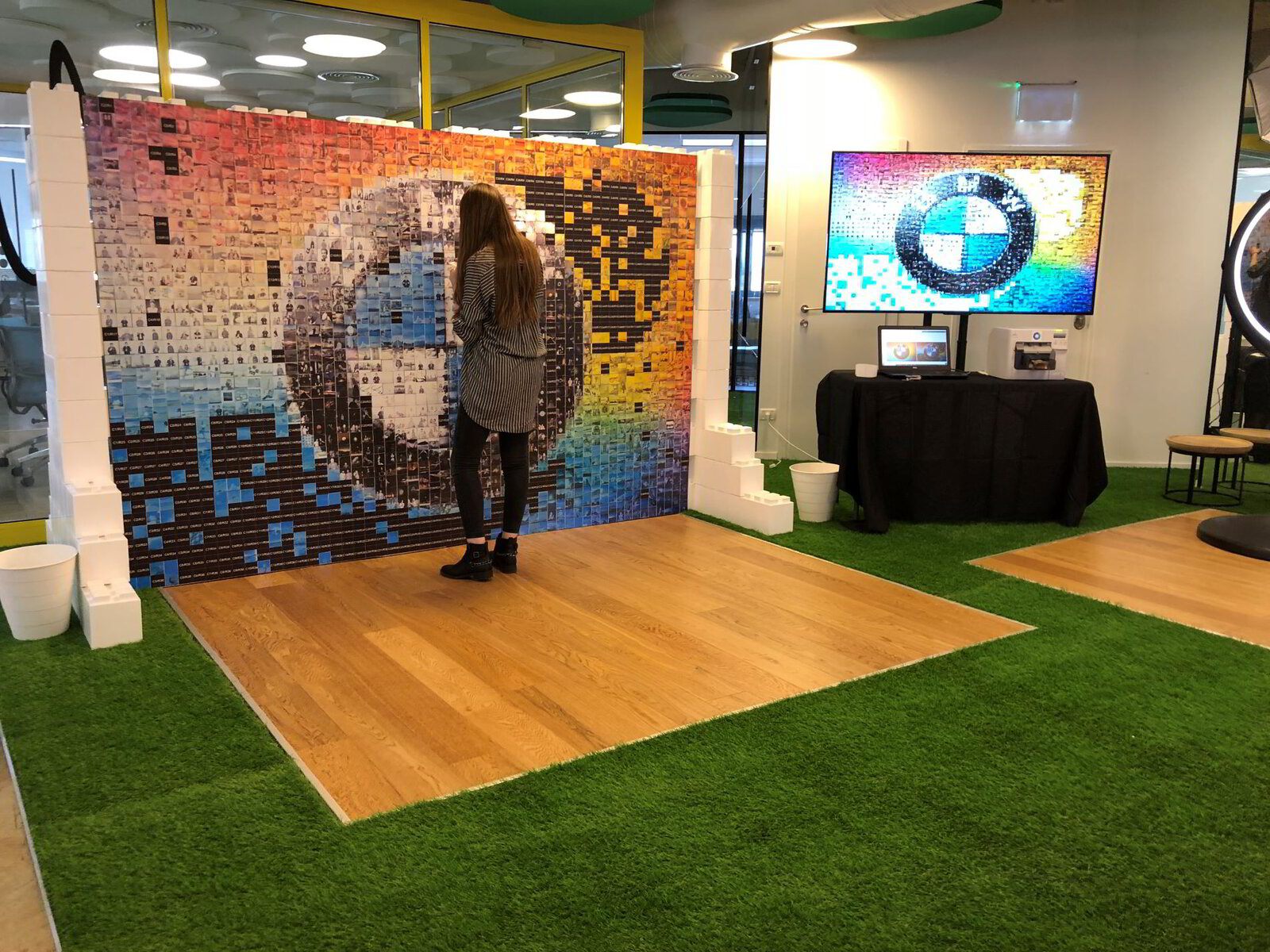 Photo mosaic wall at a corporate event