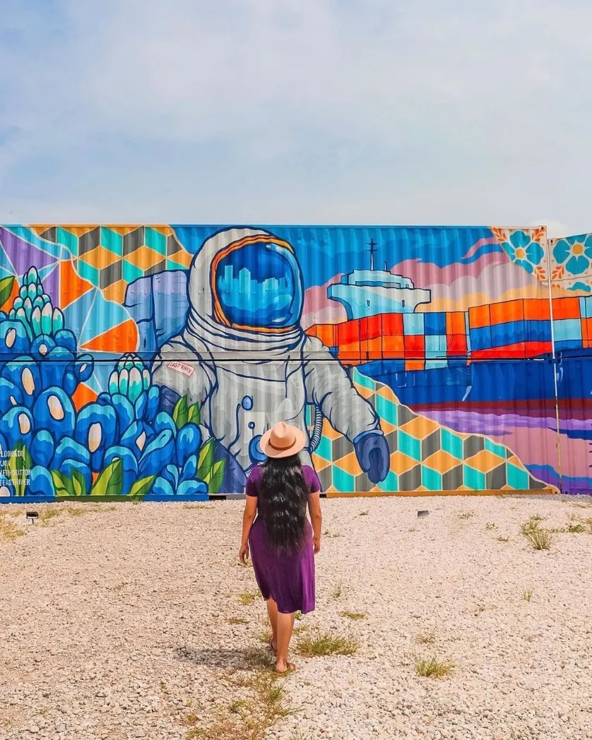 2700 Clinton Dr Repost from @beckystravellist East River mural is painted on 6 stacked shipping containers.