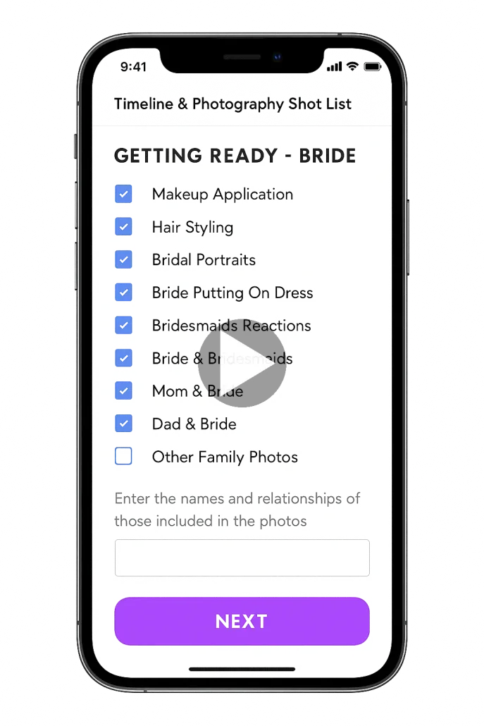 Our Photography app plan your wedding photography